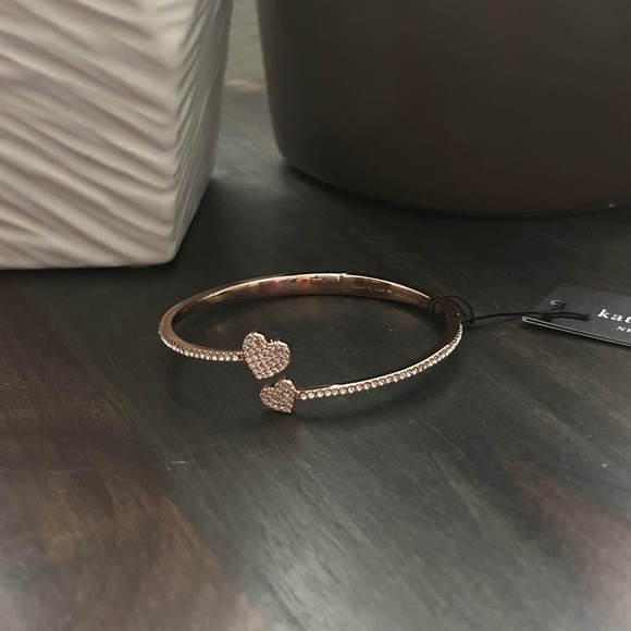 KATE SPADE Yours Truly Rose Gold Pave Open Hinge Cuff NWT - Picture 1 of 14